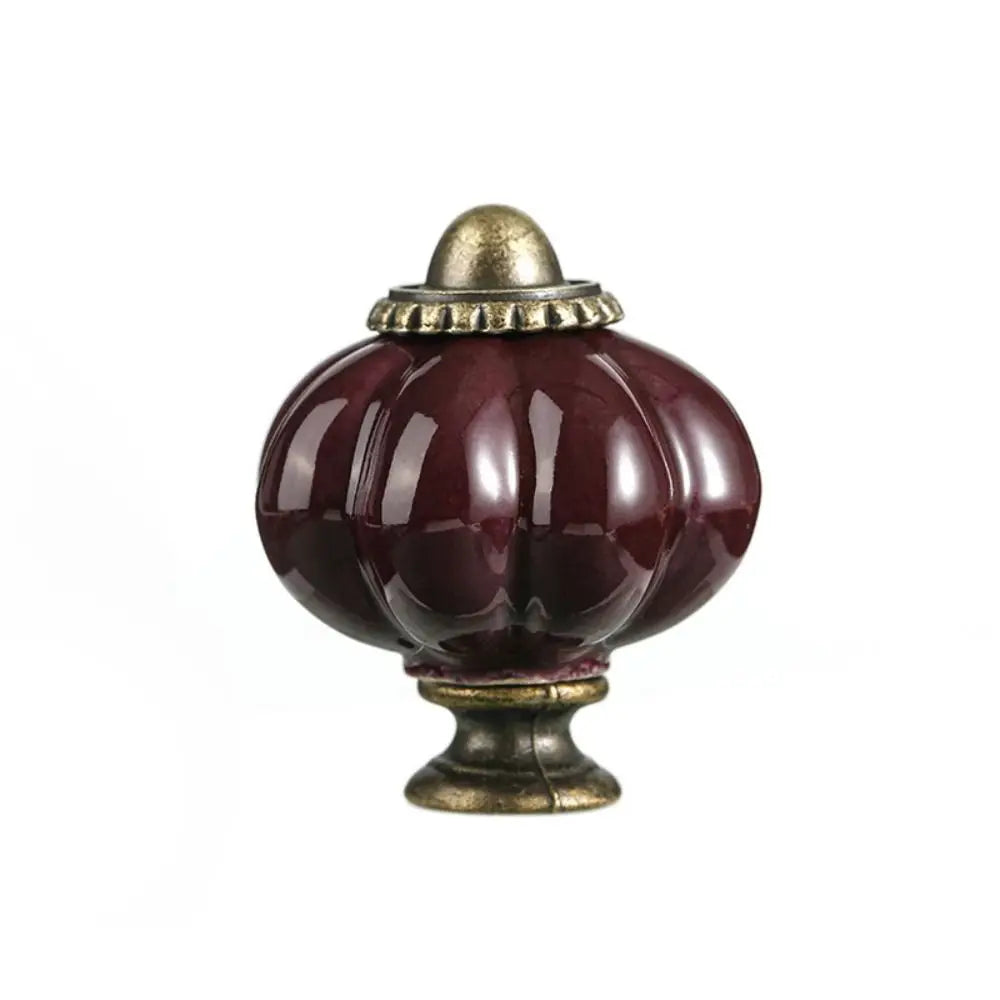 Simple Single Hole Ceramic Pumpkin Handle European Style Vintage Cabinet Knob Round Door Pull Handles Wine Cabinet