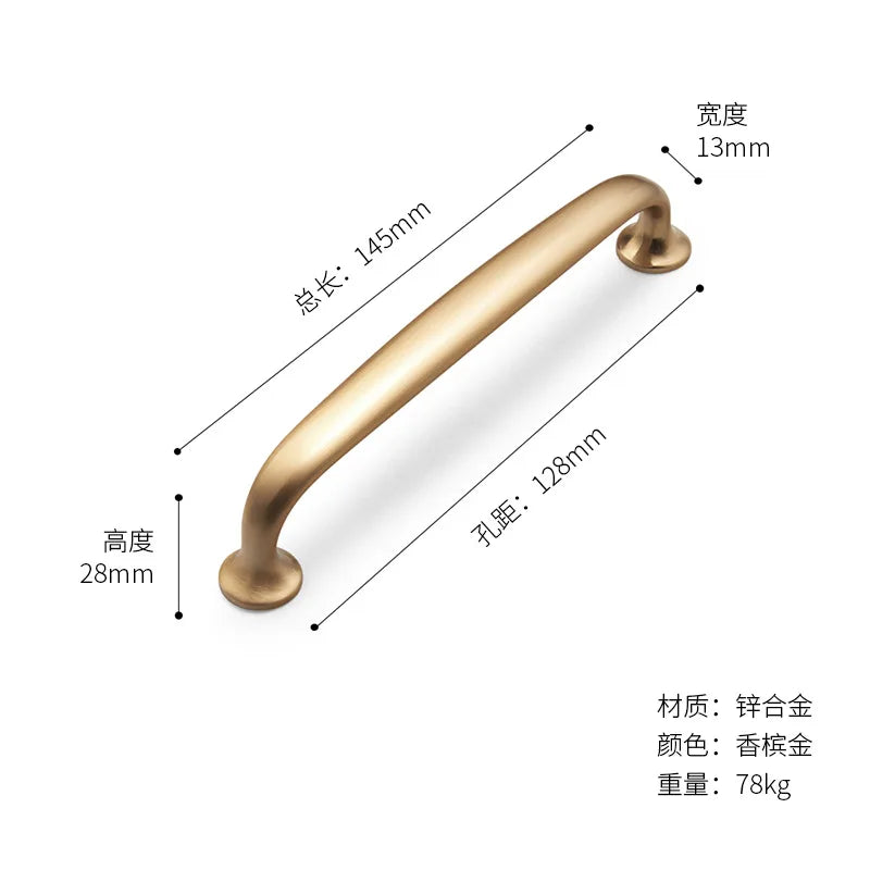 Cabinet door pull, wardrobe door handle, drawer handle, American style golden bathroom handle, kitchen door handle