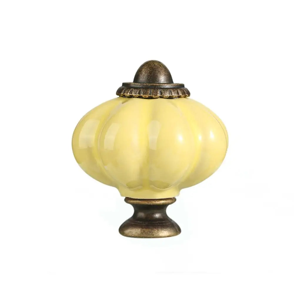 Simple Single Hole Ceramic Pumpkin Handle European Style Vintage Cabinet Knob Round Door Pull Handles Wine Cabinet