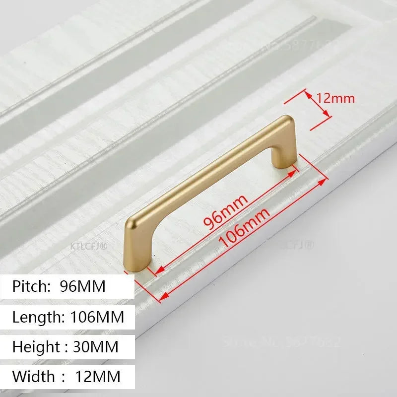 Kitchen Cupboard Knob Square U Type Gold Cabinet Drawer Pull Closet Door Hardware European Fashion Aluminum House Handle