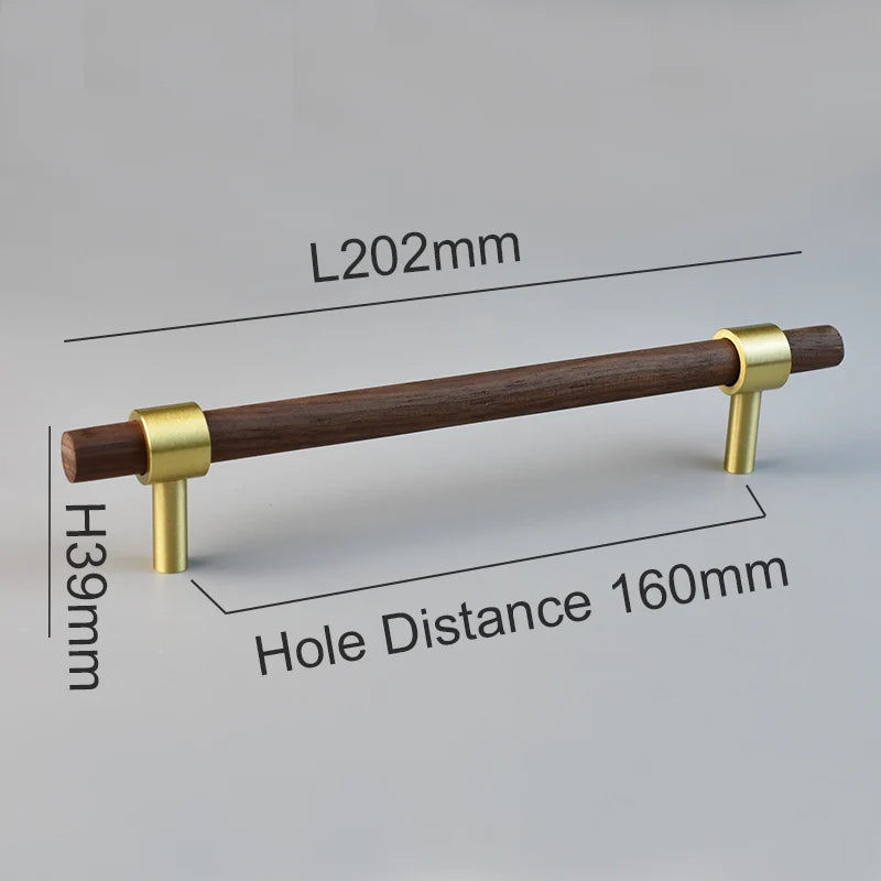 Nordic Modern Kitchen Storage Cabinet Pulls Gold Brass Black Walnut Furniture Handles Cupboard Wardrobe Drawer Door Wood Knobs