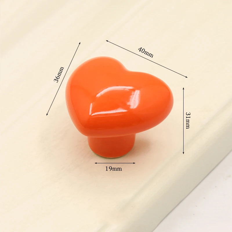 Ceramic Cabinet Knobs and Handles Colorful Heart Drawer Closet Handles Home Room Furniture Handle Door Hardware Single Hole