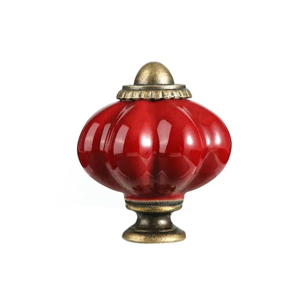 Simple Single Hole Ceramic Pumpkin Handle European Style Vintage Cabinet Knob Round Door Pull Handles Wine Cabinet
