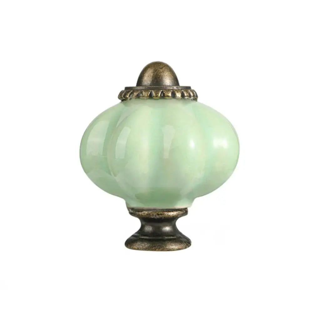 Simple Single Hole Ceramic Pumpkin Handle European Style Vintage Cabinet Knob Round Door Pull Handles Wine Cabinet