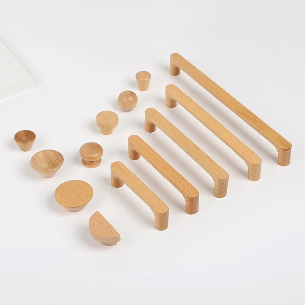 Minimalist Nordic Style Cabinet Handles Walnut Wood Rounded Edges Drawer Pulls 96mm Eco-Friendly Wardrobe Handles Home Decor