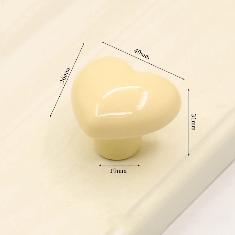 Ceramic Cabinet Knobs and Handles Colorful Heart Drawer Closet Handles Home Room Furniture Handle Door Hardware Single Hole