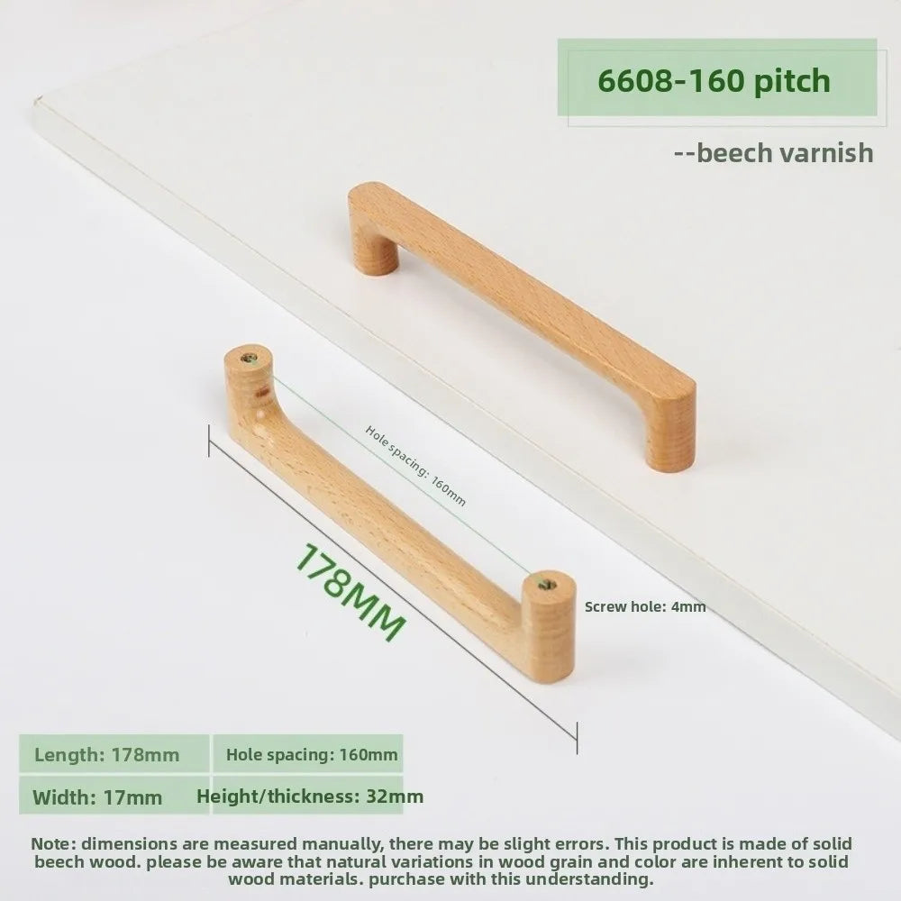 Minimalist Nordic Style Cabinet Handles Walnut Wood Rounded Edges Drawer Pulls 96mm Eco-Friendly Wardrobe Handles Home Decor
