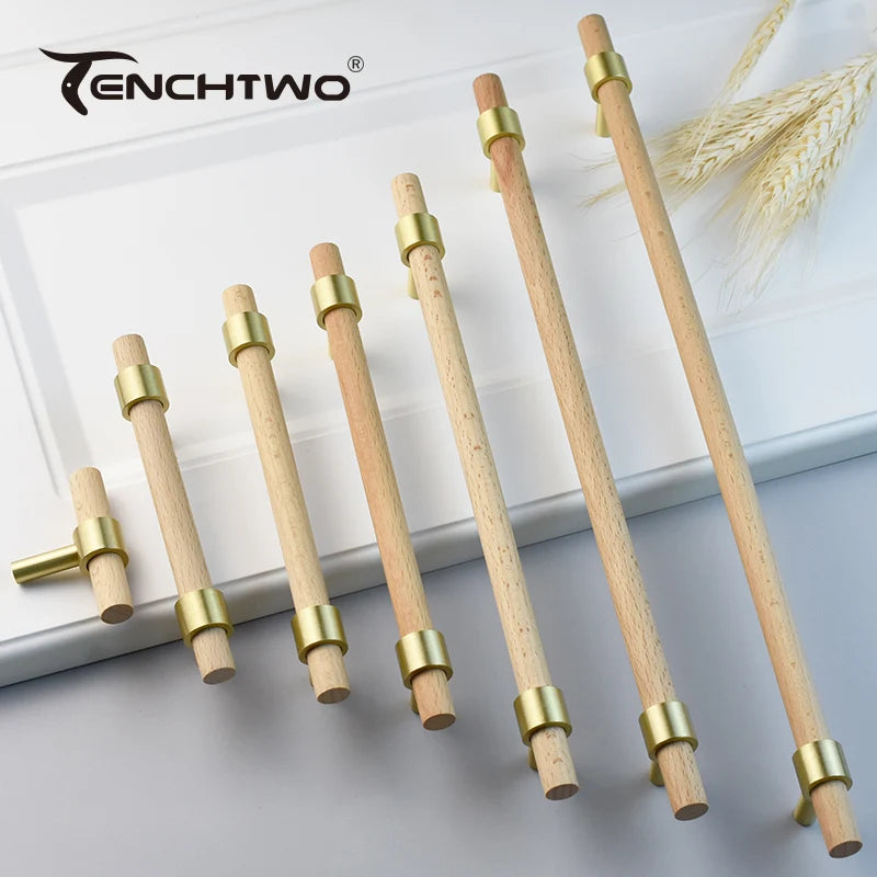 Nordic Modern Kitchen Storage Cabinet Pulls Gold Brass Black Walnut Furniture Handles Cupboard Wardrobe Drawer Door Wood Knobs