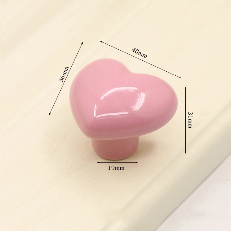 Ceramic Cabinet Knobs and Handles Colorful Heart Drawer Closet Handles Home Room Furniture Handle Door Hardware Single Hole