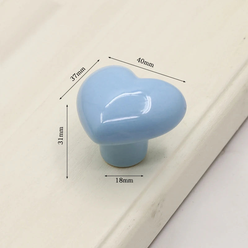 Ceramic Cabinet Knobs and Handles Colorful Heart Drawer Closet Handles Home Room Furniture Handle Door Hardware Single Hole