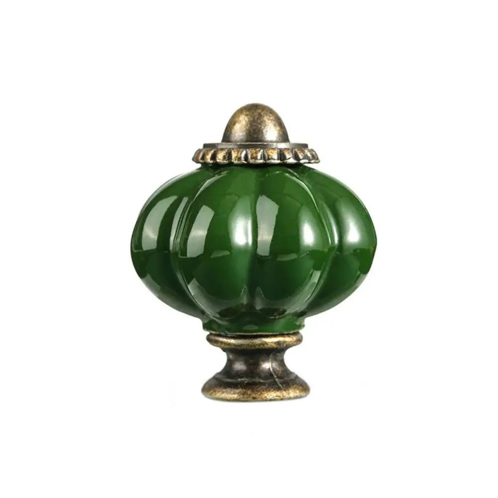 Simple Single Hole Ceramic Pumpkin Handle European Style Vintage Cabinet Knob Round Door Pull Handles Wine Cabinet