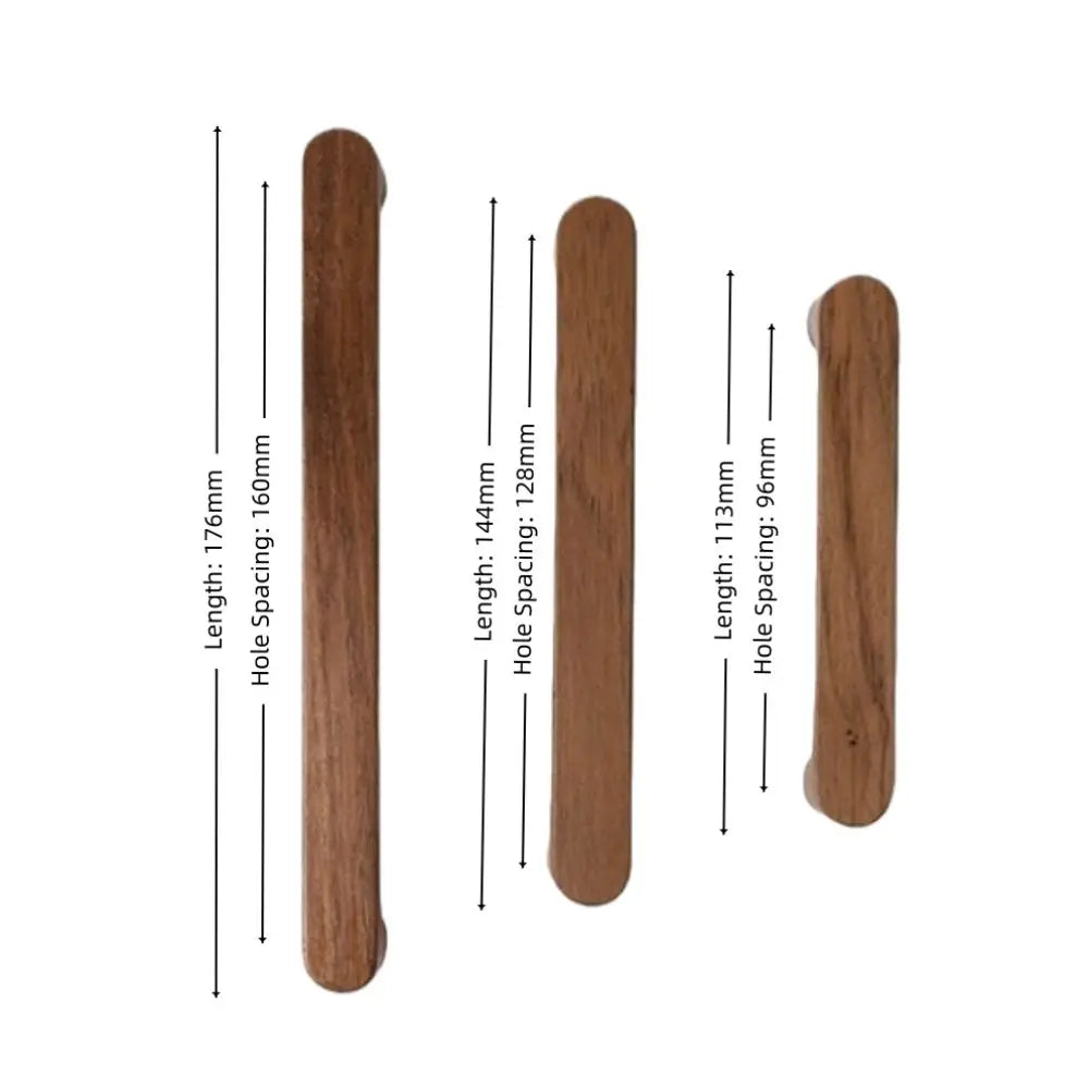 Minimalist Nordic Style Cabinet Handles Walnut Wood Rounded Edges Drawer Pulls 96mm Eco-Friendly Wardrobe Handles Home Decor