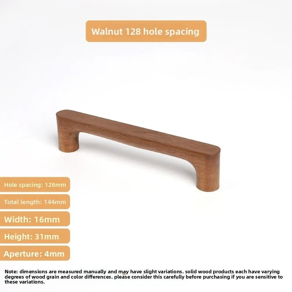 Minimalist Nordic Style Cabinet Handles Walnut Wood Rounded Edges Drawer Pulls 96mm Eco-Friendly Wardrobe Handles Home Decor