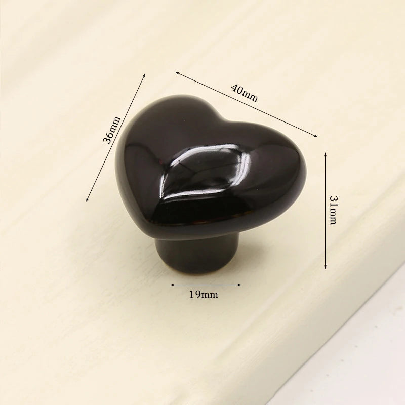 Ceramic Cabinet Knobs and Handles Colorful Heart Drawer Closet Handles Home Room Furniture Handle Door Hardware Single Hole