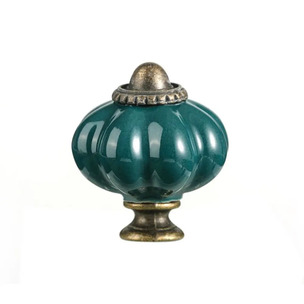 Simple Single Hole Ceramic Pumpkin Handle European Style Vintage Cabinet Knob Round Door Pull Handles Wine Cabinet
