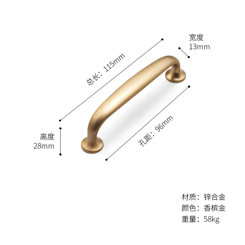 Cabinet door pull, wardrobe door handle, drawer handle, American style golden bathroom handle, kitchen door handle