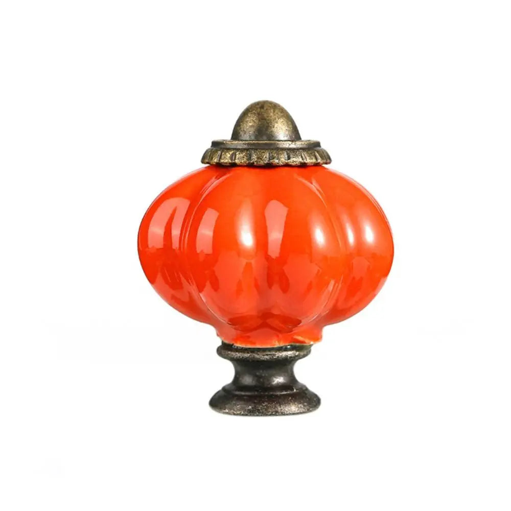 Simple Single Hole Ceramic Pumpkin Handle European Style Vintage Cabinet Knob Round Door Pull Handles Wine Cabinet