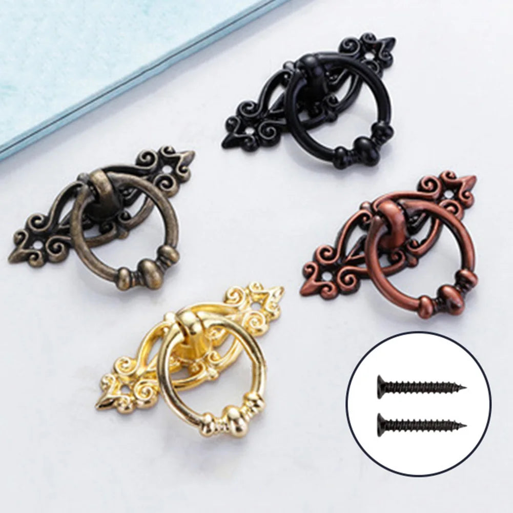Cabinet Retro Handle Door Antique Alloy Handle Drawer Pull Ring Wood Case Handle Hanging Ring For Home Furniture DIY Decoraction