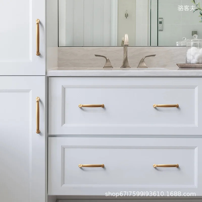 Cabinet door pull, wardrobe door handle, drawer handle, American style golden bathroom handle, kitchen door handle
