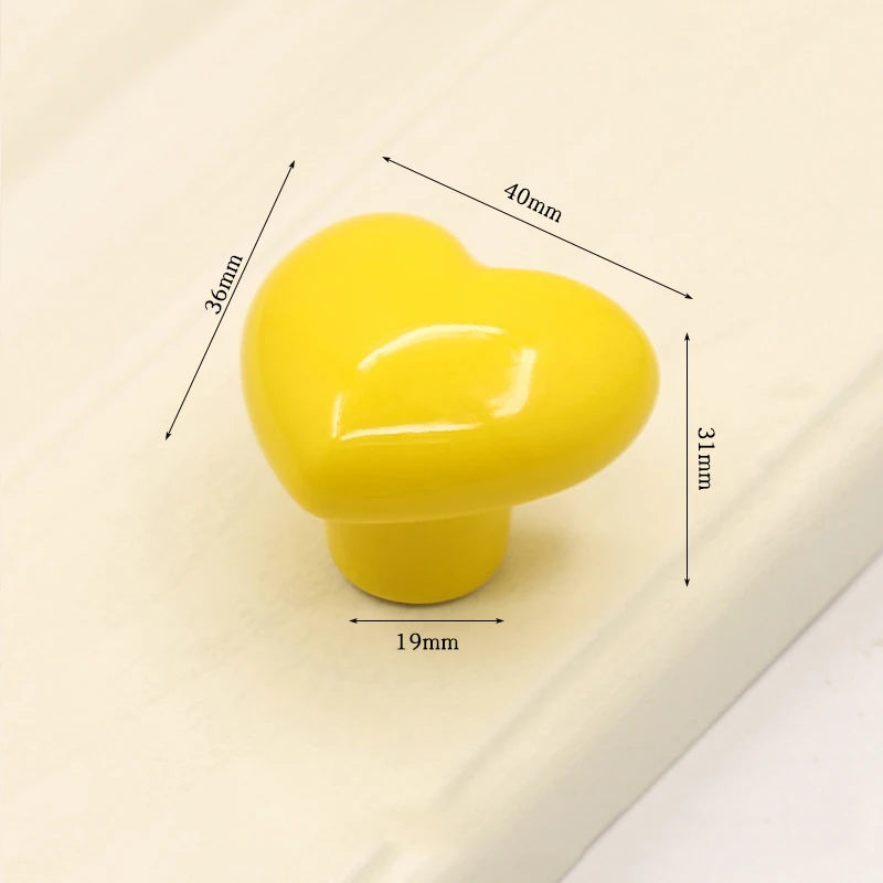 Ceramic Cabinet Knobs and Handles Colorful Heart Drawer Closet Handles Home Room Furniture Handle Door Hardware Single Hole