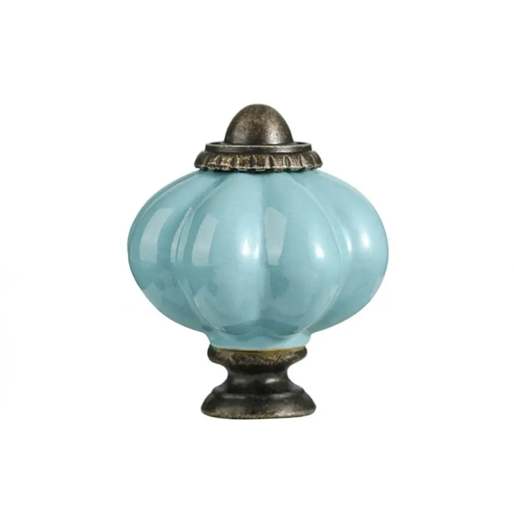 Simple Single Hole Ceramic Pumpkin Handle European Style Vintage Cabinet Knob Round Door Pull Handles Wine Cabinet