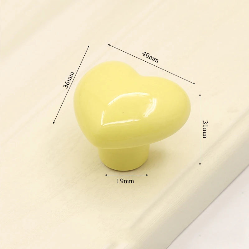 Ceramic Cabinet Knobs and Handles Colorful Heart Drawer Closet Handles Home Room Furniture Handle Door Hardware Single Hole