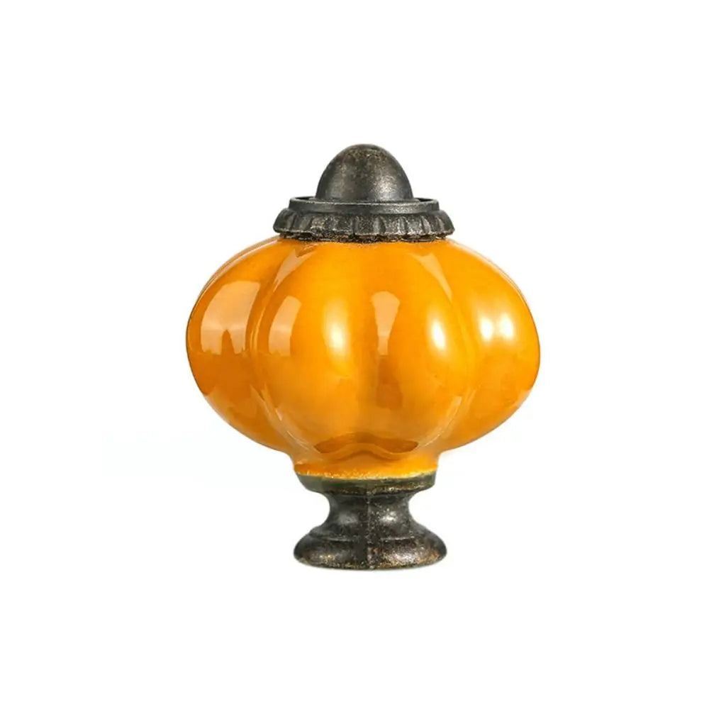Simple Single Hole Ceramic Pumpkin Handle European Style Vintage Cabinet Knob Round Door Pull Handles Wine Cabinet