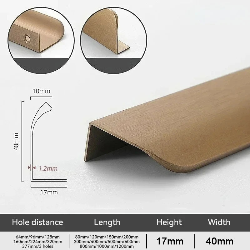 Hidden Cabinet Pulls Drawer Knobs Bedroom Door Handles Aluminum Alloy Kitchen Cupboard Door Pulls Furniture Handle Hardware