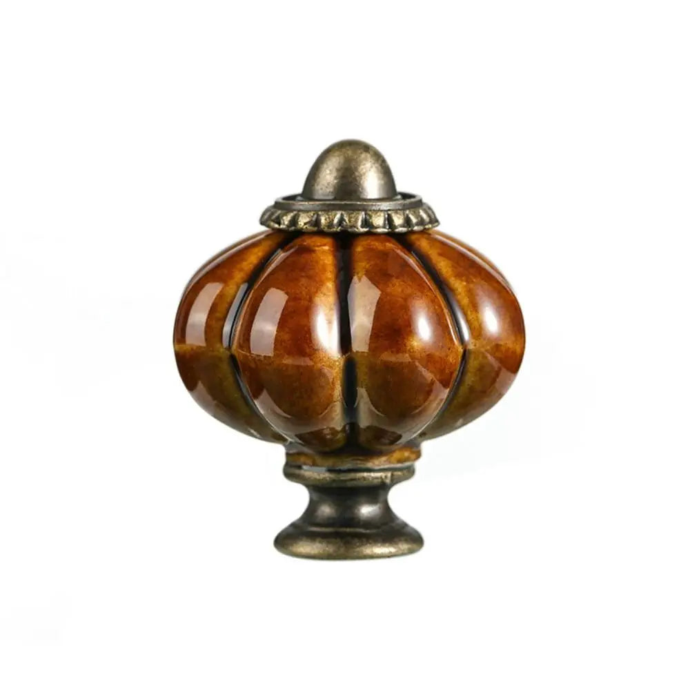 Simple Single Hole Ceramic Pumpkin Handle European Style Vintage Cabinet Knob Round Door Pull Handles Wine Cabinet