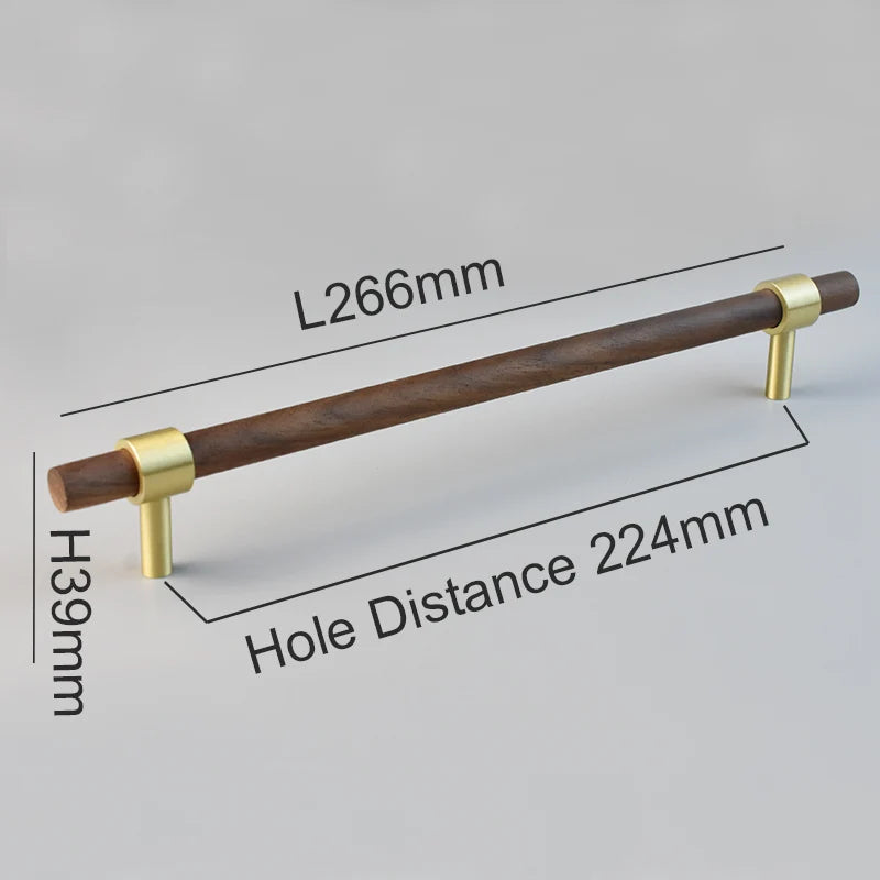 Nordic Modern Kitchen Storage Cabinet Pulls Gold Brass Black Walnut Furniture Handles Cupboard Wardrobe Drawer Door Wood Knobs