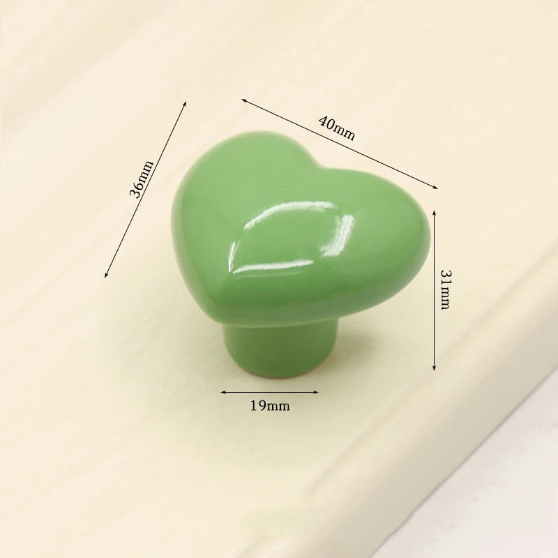 Ceramic Cabinet Knobs and Handles Colorful Heart Drawer Closet Handles Home Room Furniture Handle Door Hardware Single Hole