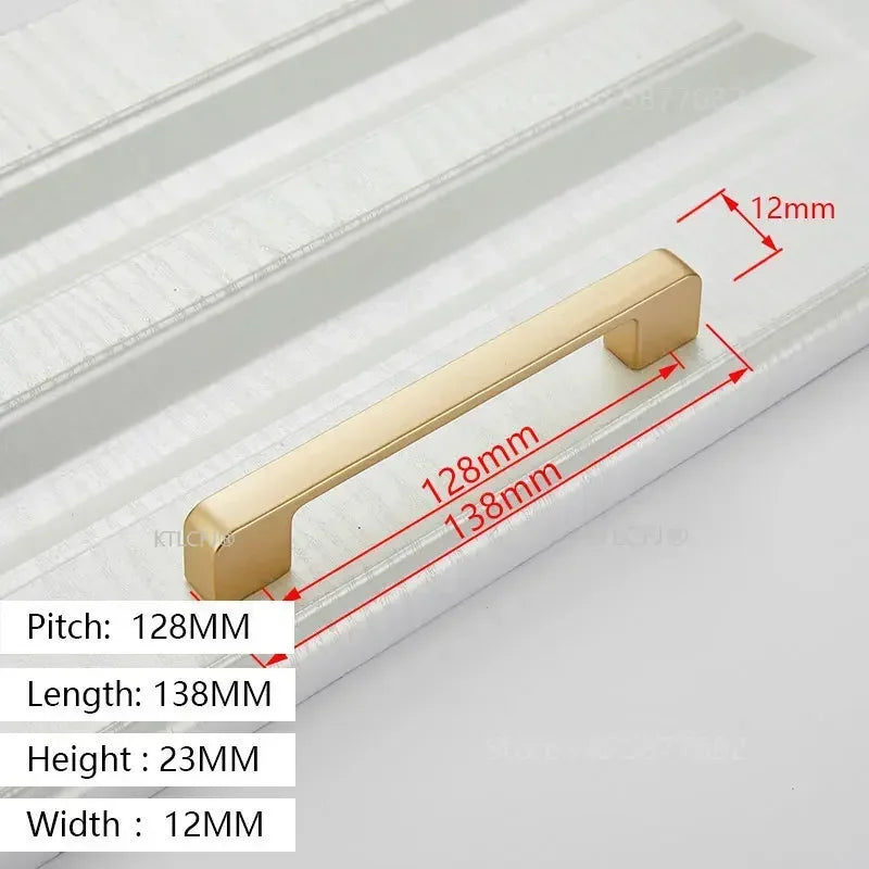 Kitchen Cupboard Knob Square U Type Gold Cabinet Drawer Pull Closet Door Hardware European Fashion Aluminum House Handle