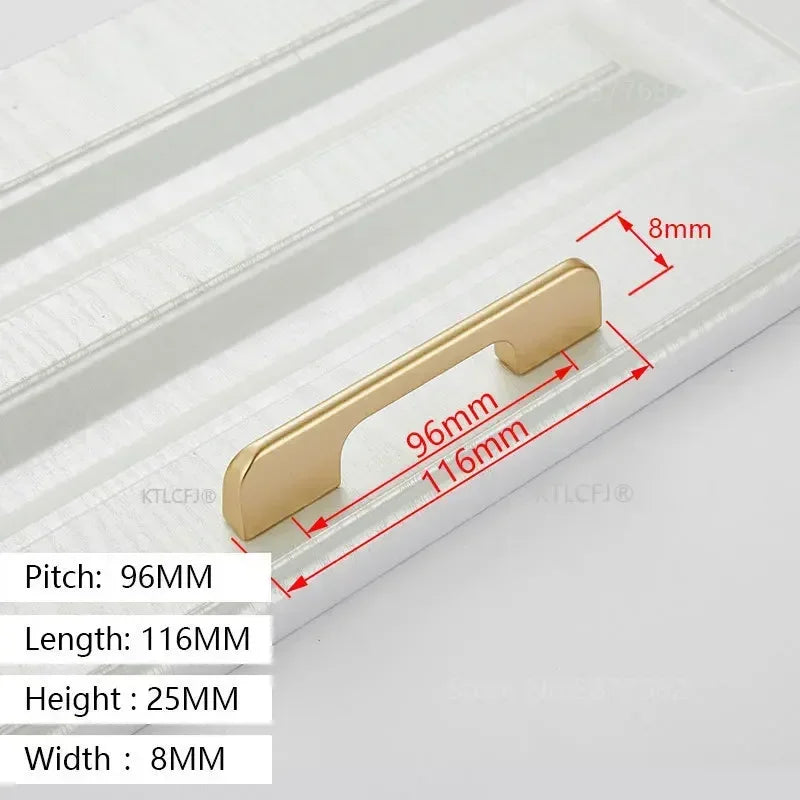Kitchen Cupboard Knob Square U Type Gold Cabinet Drawer Pull Closet Door Hardware European Fashion Aluminum House Handle