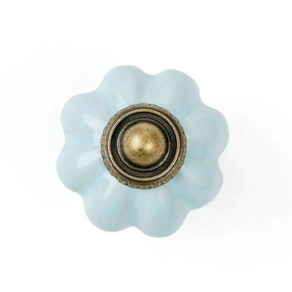 Simple Single Hole Ceramic Pumpkin Handle European Style Vintage Cabinet Knob Round Door Pull Handles Wine Cabinet