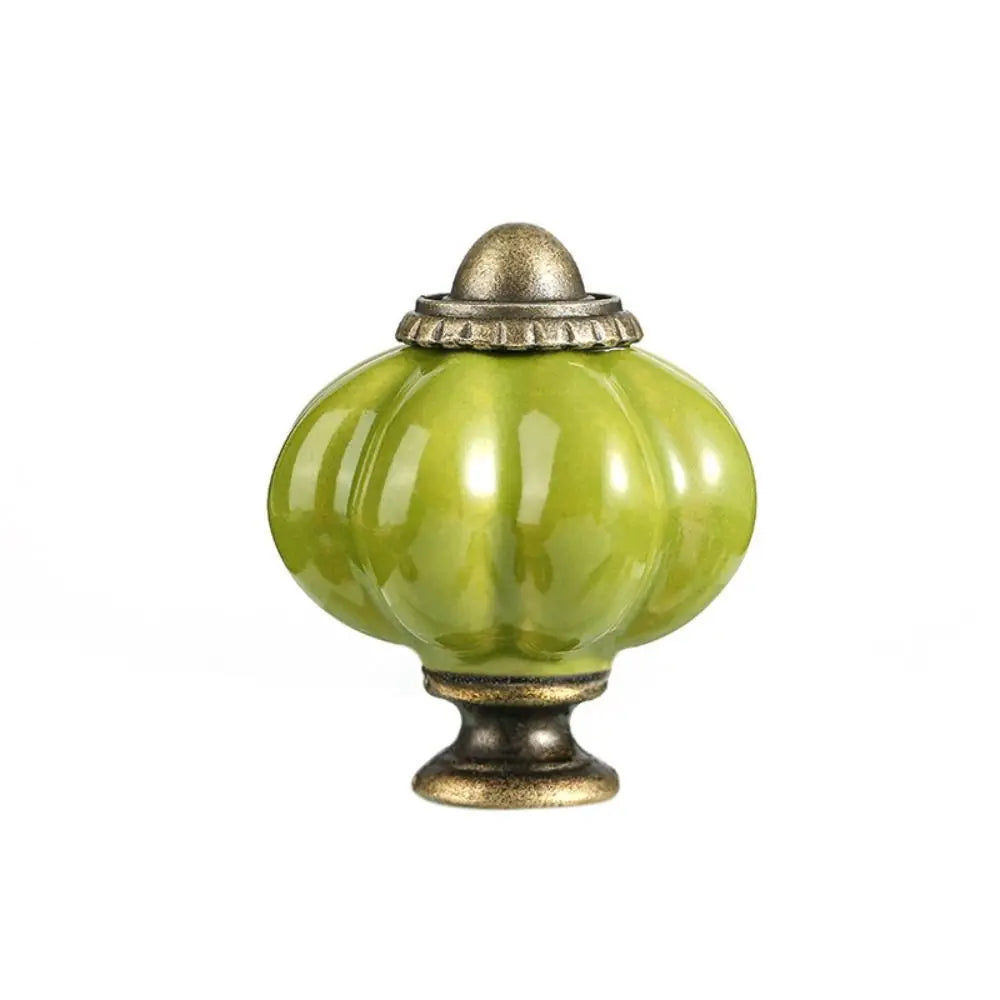 Simple Single Hole Ceramic Pumpkin Handle European Style Vintage Cabinet Knob Round Door Pull Handles Wine Cabinet