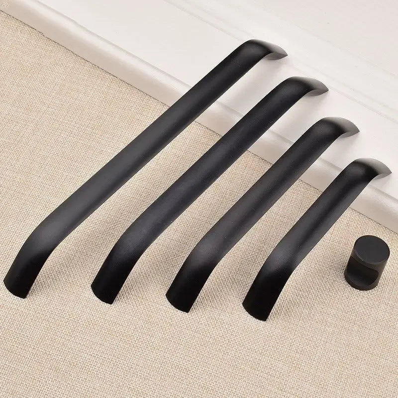 Black Cabinet Knobs Aluminium Alloy Kitchen Cabinet Handles Drawer Knobs Pulls Black Furniture Handle Cabinet Hardware