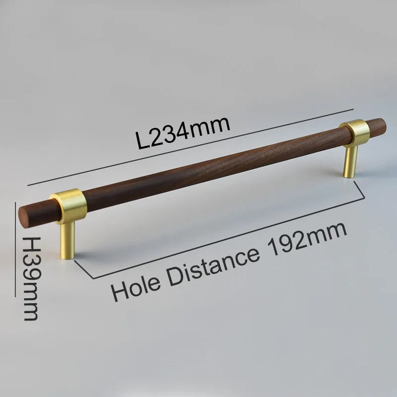 Nordic Modern Kitchen Storage Cabinet Pulls Gold Brass Black Walnut Furniture Handles Cupboard Wardrobe Drawer Door Wood Knobs
