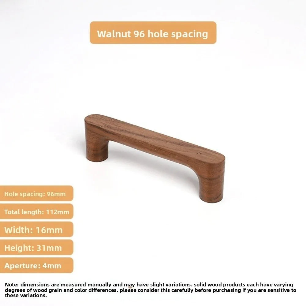 Minimalist Nordic Style Cabinet Handles Walnut Wood Rounded Edges Drawer Pulls 96mm Eco-Friendly Wardrobe Handles Home Decor