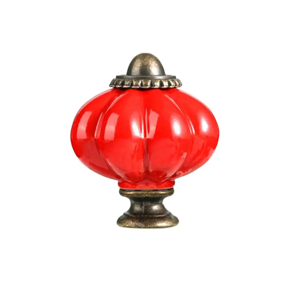 Simple Single Hole Ceramic Pumpkin Handle European Style Vintage Cabinet Knob Round Door Pull Handles Wine Cabinet