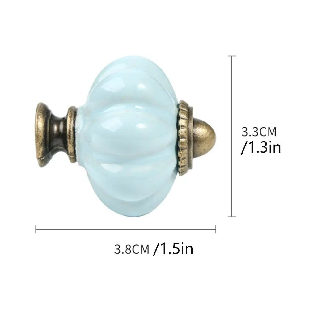 Simple Single Hole Ceramic Pumpkin Handle European Style Vintage Cabinet Knob Round Door Pull Handles Wine Cabinet