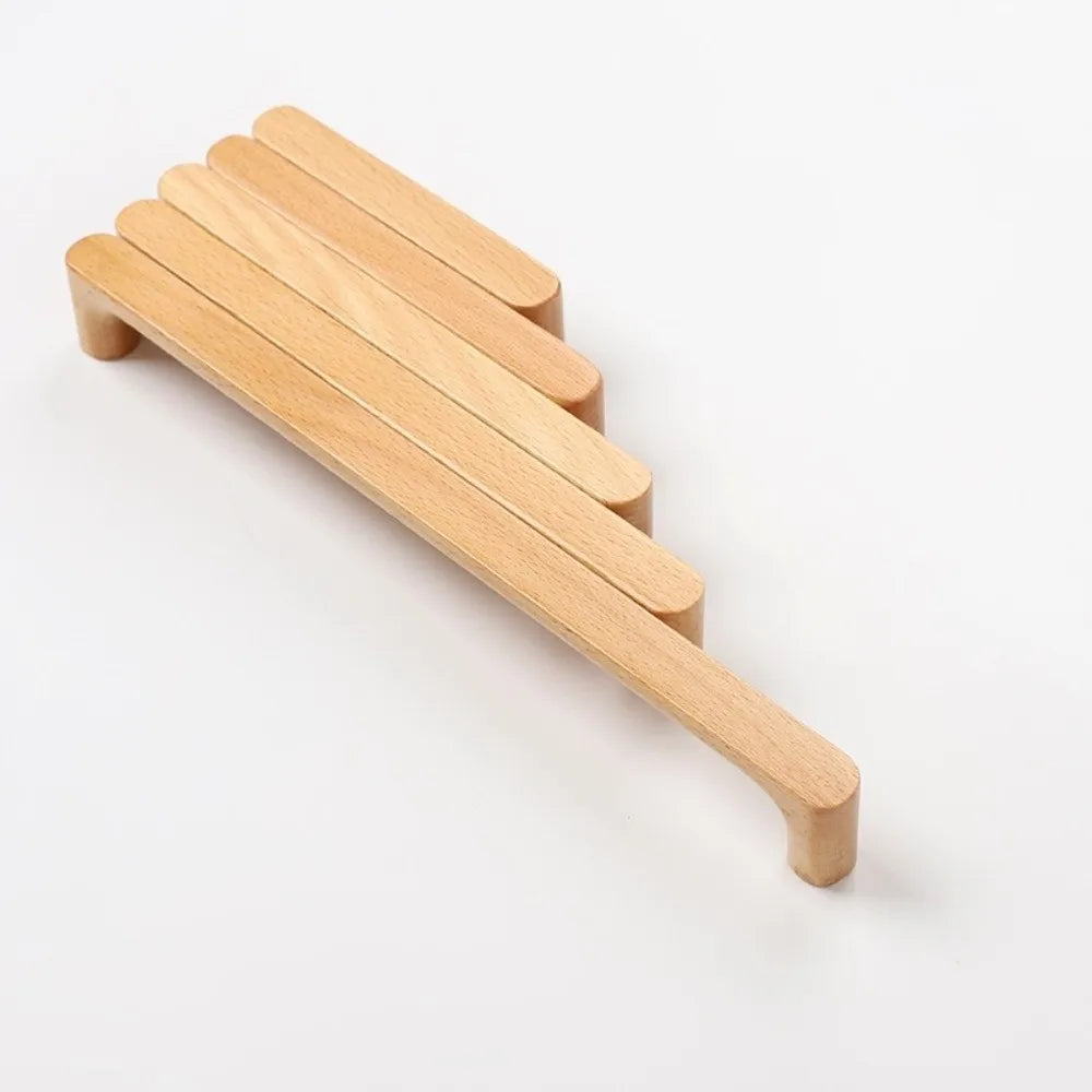 Minimalist Nordic Style Cabinet Handles Walnut Wood Rounded Edges Drawer Pulls 96mm Eco-Friendly Wardrobe Handles Home Decor