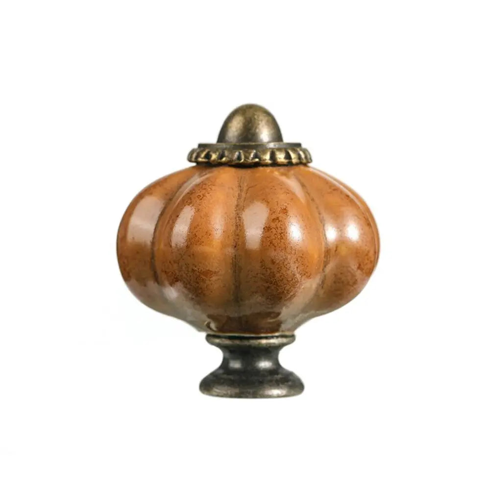 Simple Single Hole Ceramic Pumpkin Handle European Style Vintage Cabinet Knob Round Door Pull Handles Wine Cabinet