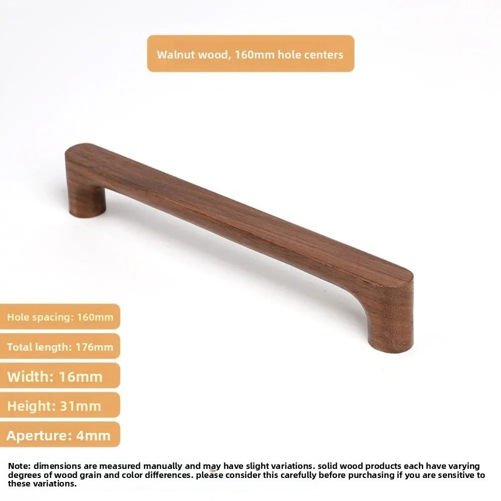 Minimalist Nordic Style Cabinet Handles Walnut Wood Rounded Edges Drawer Pulls 96mm Eco-Friendly Wardrobe Handles Home Decor