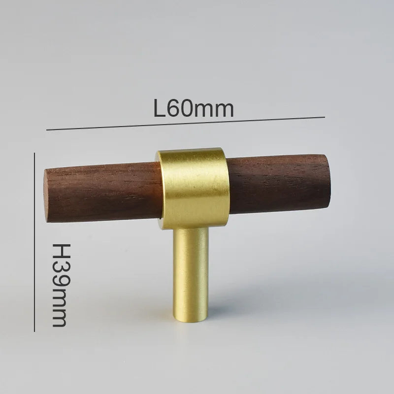 Nordic Modern Kitchen Storage Cabinet Pulls Gold Brass Black Walnut Furniture Handles Cupboard Wardrobe Drawer Door Wood Knobs
