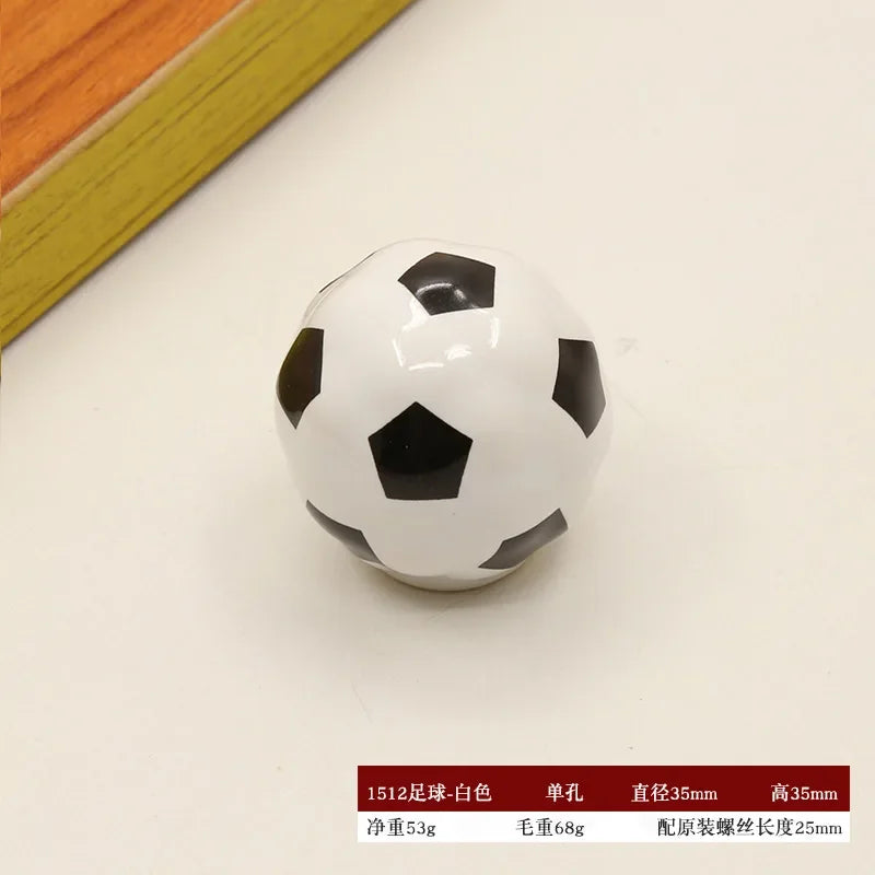 Colorful Cabinet Door Handle Soccer Basketball Football Children's Room Cute Ceramic Handle Cartoon Drawer Single-hole Handle