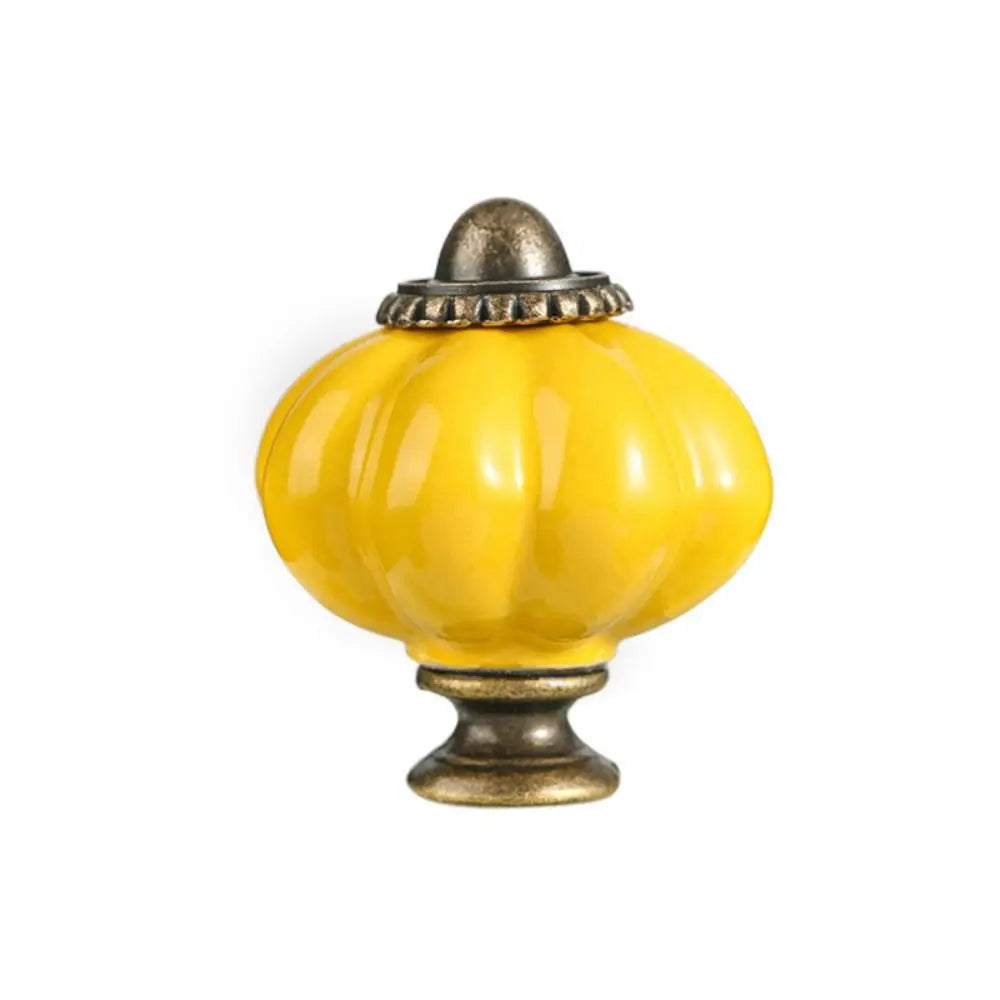 Simple Single Hole Ceramic Pumpkin Handle European Style Vintage Cabinet Knob Round Door Pull Handles Wine Cabinet