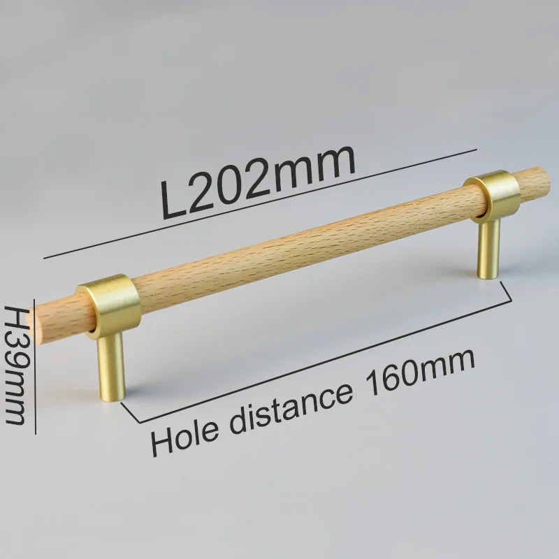 Nordic Modern Kitchen Storage Cabinet Pulls Gold Brass Black Walnut Furniture Handles Cupboard Wardrobe Drawer Door Wood Knobs
