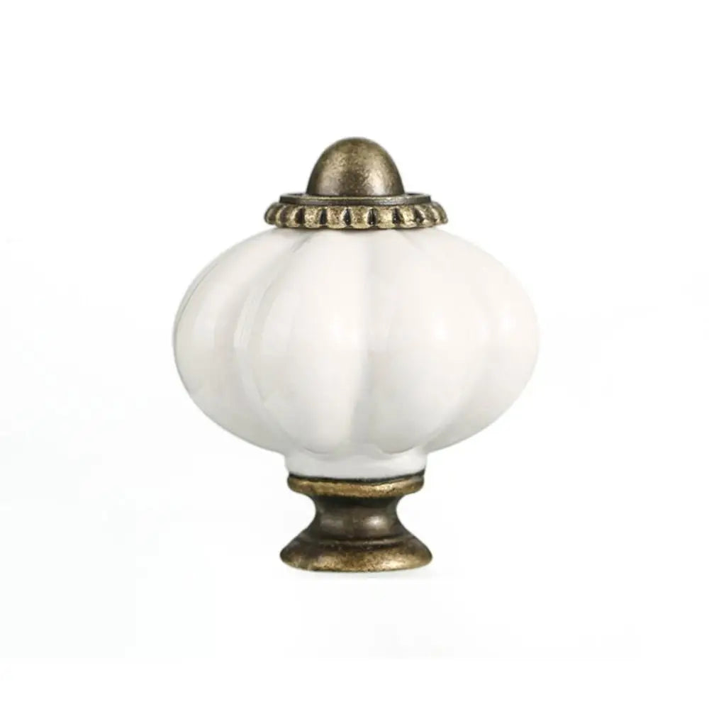 Simple Single Hole Ceramic Pumpkin Handle European Style Vintage Cabinet Knob Round Door Pull Handles Wine Cabinet
