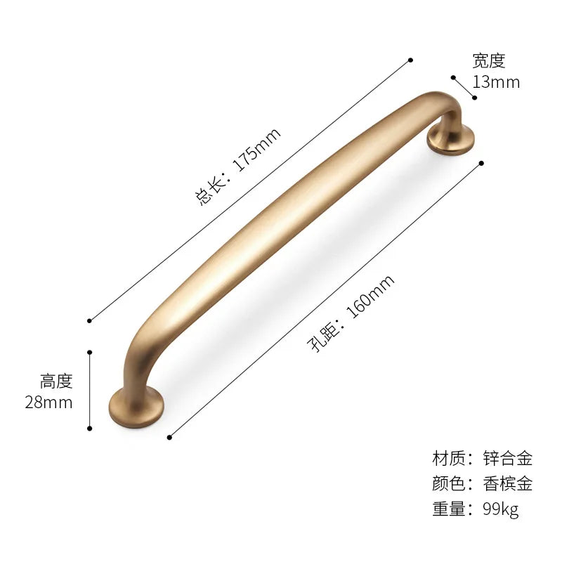 Cabinet door pull, wardrobe door handle, drawer handle, American style golden bathroom handle, kitchen door handle