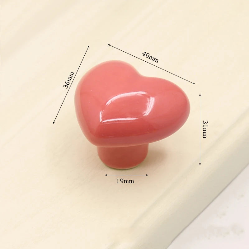 Ceramic Cabinet Knobs and Handles Colorful Heart Drawer Closet Handles Home Room Furniture Handle Door Hardware Single Hole